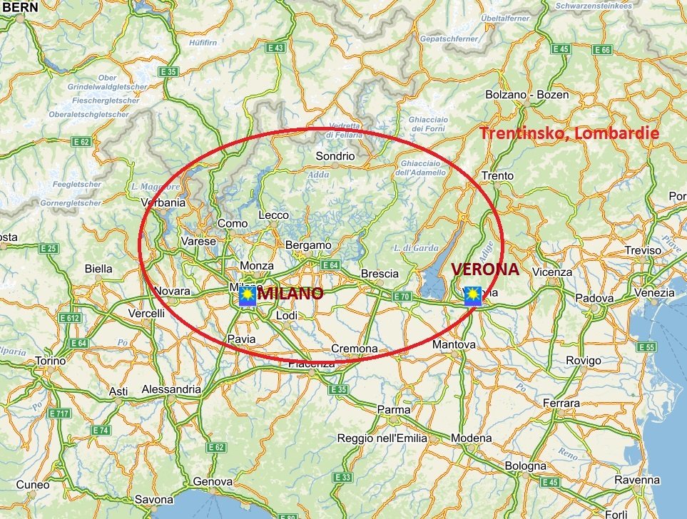 Mapa oblasti Milán