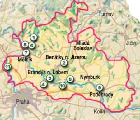 Turistická oblast, střední Čechy